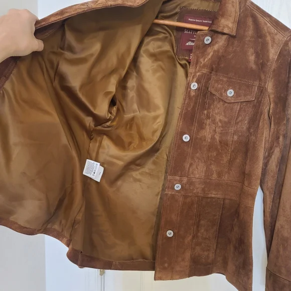 Eddie Bauer | 100% Suede Jacket and Suede Maxi Skirt Set Seattle Suede Washable - Picture 12 of 16